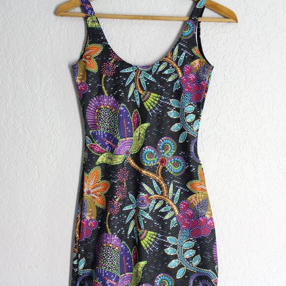 BlackMilk Not Actually Sequins black floral dress S mini bodycon  New - Picture 4 of 11